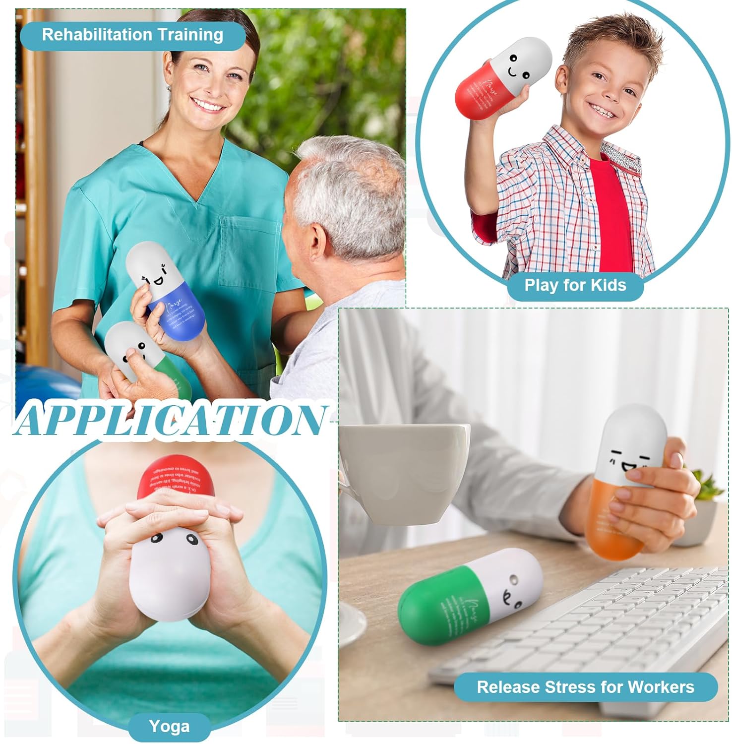 Shappy 12 Set Vitamin Pill Heart Stress Balls Relief Stress 2026 Nurses Week Gift Motivational Squeeze Foam Balls Anger Management Toys with Card Graduation Thank You Appreciation Gift (Vivid Pill)