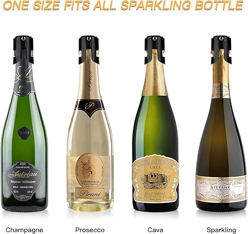 Miniatura 6 de OWO Tapón de champán con acero inoxidable, sellador profesional de botellas para champán, cava, prosecco y vino espumoso, tapón protector de