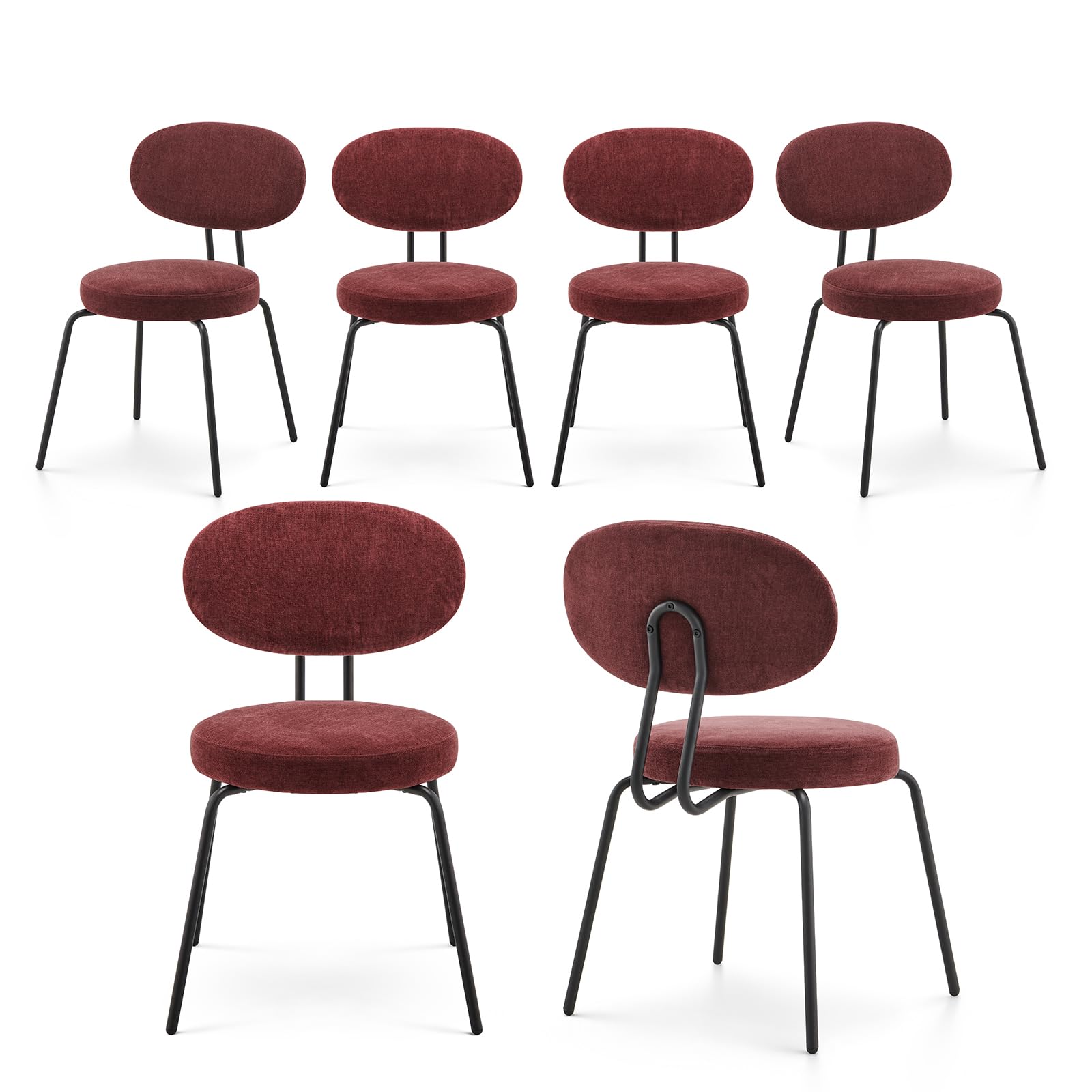 Snapklik.com : COLAMY Modern Fabric Dining Chairs Set Of 6, Mid Century Upholstered Dining Room ...