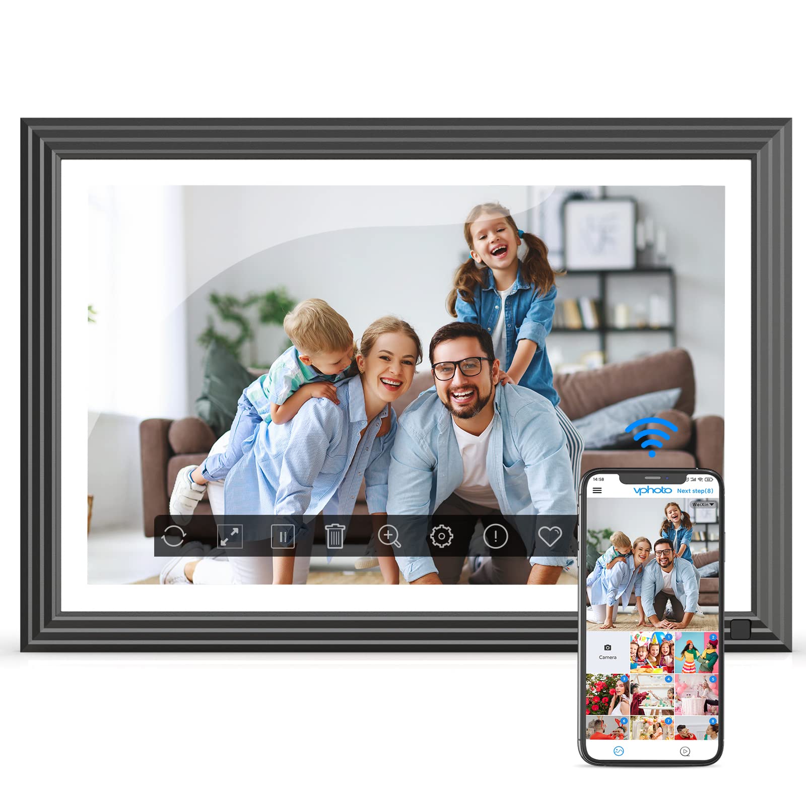 Digital Picture Frame 10.1 inch Digital Photo Frame - Fullja WiFi Picture Frame, 1280 * 800 IPS Touch Screen, 32GB, Instantly Share Photos or Videos by App Email, Gift for Father’s and Mother’s Day