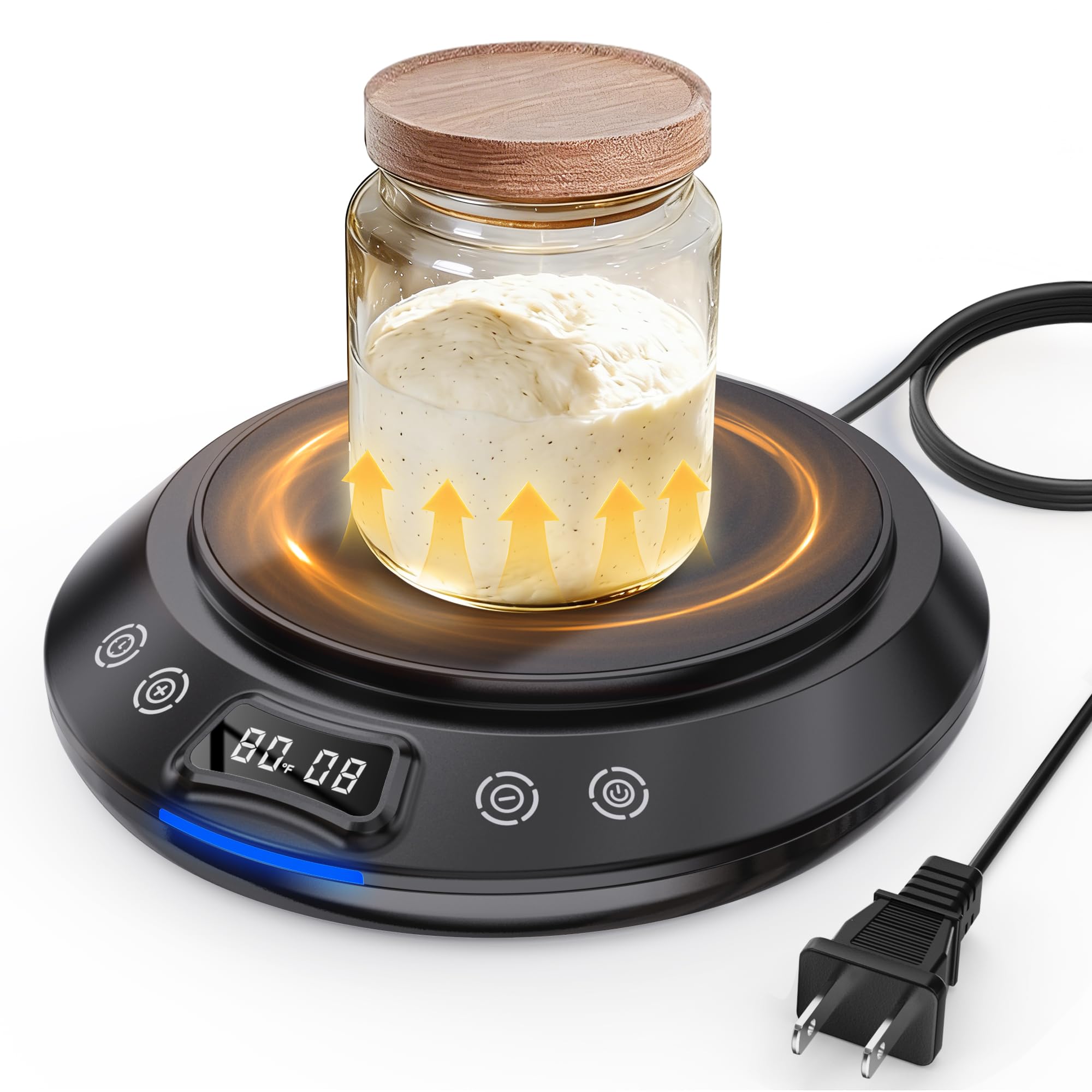Sourdough Starter Warmer，2026 Upgrade Heating Plate, Dough Temp Probe, 1°F Control (65–110°F), 24H Timer, Real-Time Monitoring，Perfect for Home Baking (Black)-image-7