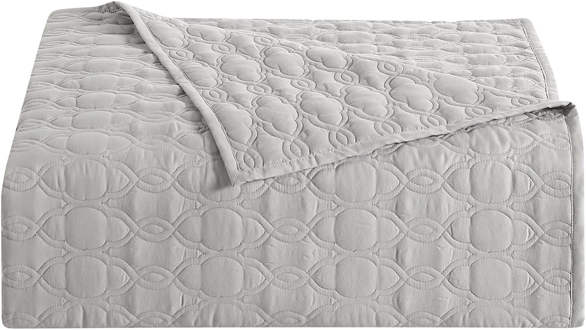 BOURINA Quilt Set Coverlet Set Quilting Bedspread 3-Piece Quilt Set Microfiber Lightweight, Queen 90" x 92" Grey - Image 5