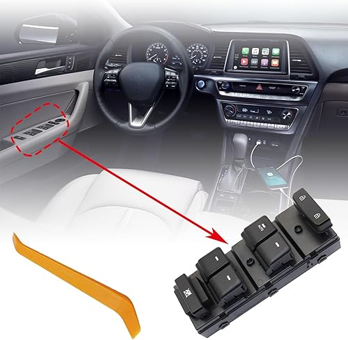 Miniatura 6 de Interruptor de ventana eléctrica principal del lado del conductor delantero izquierdo 93570-C1000 compatible con Hyundai Sonata 2015-2019, botón de