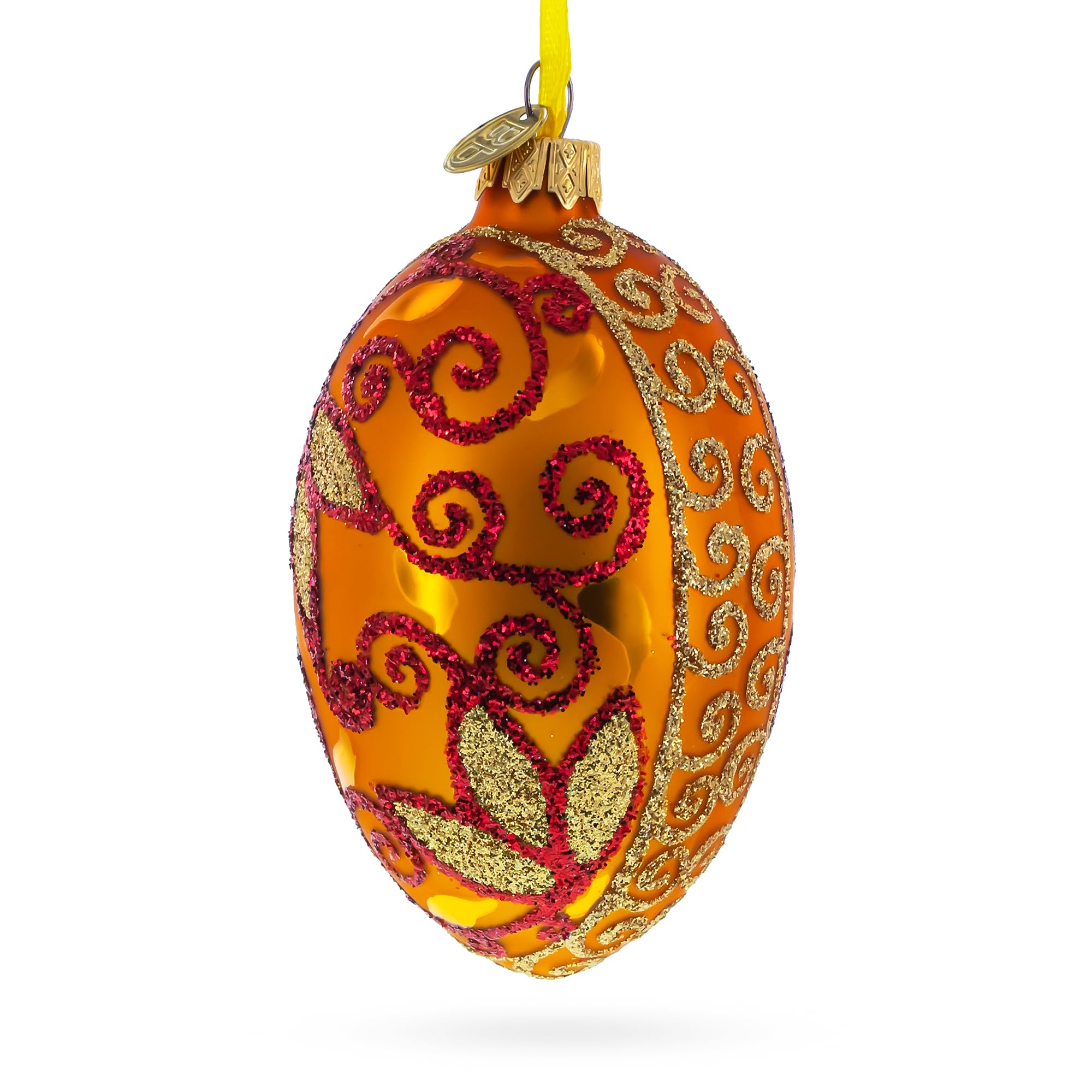 Décoration de Noël œuf en verre doré BestPysanky pour sapin raffiné
