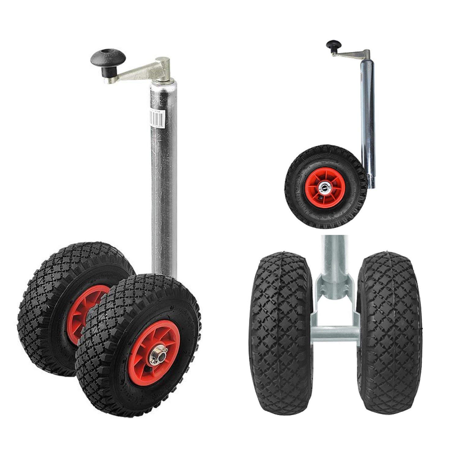 Preiswert & Gut Anhänger Zubehör Set – Stützrad Anhänger 260x85 mm Luft-Reifen Kunststoff-Felge bis 300kg Traglast – stützrad Halterung Ø 48 mm Stahl verzinkt Klemmschelle für Anhänger
