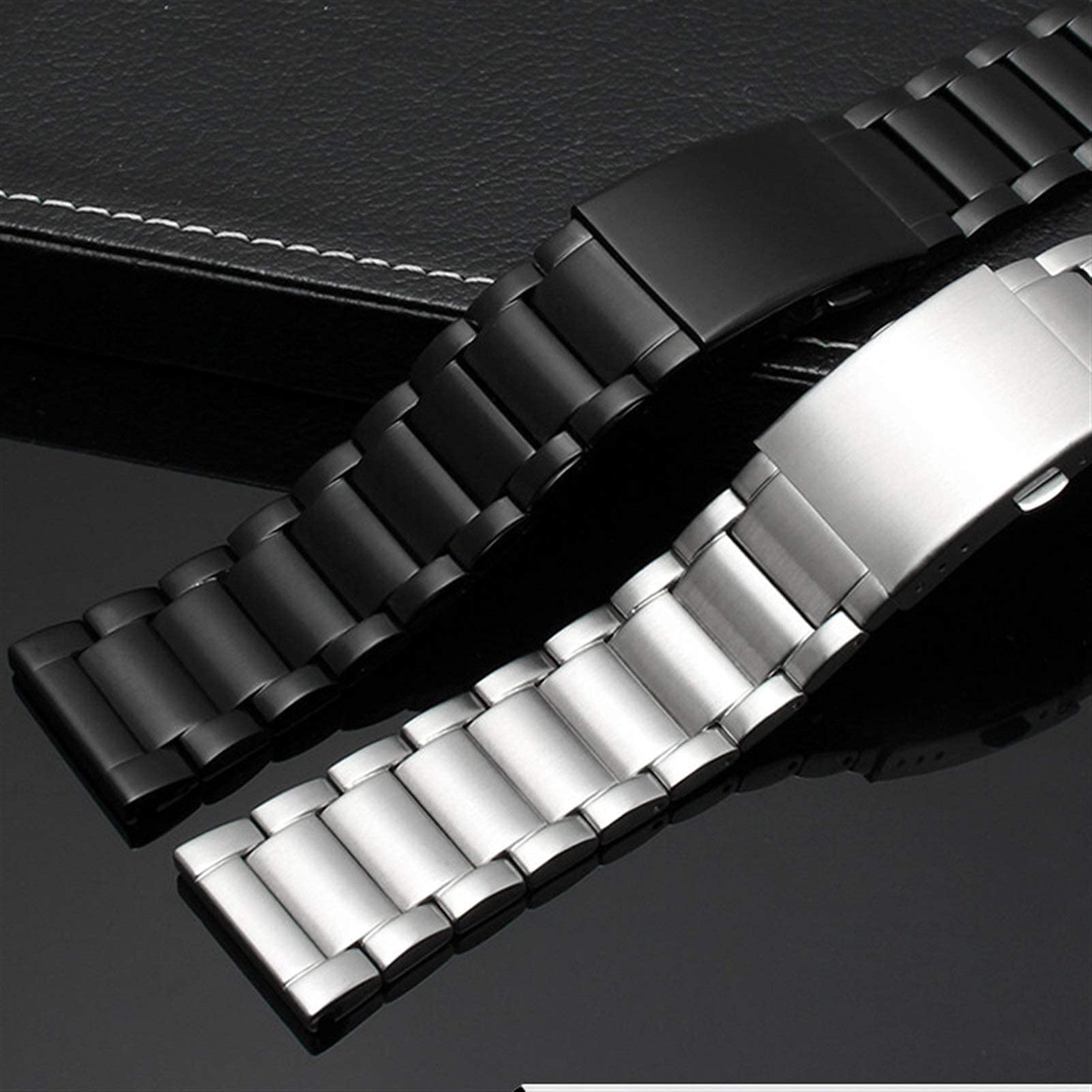Correa de Reloj, Correa de Acero Inoxidable sólida 24mm 26mm 28mm 30mm Hebilla Plegable Correa de Repuesto de Metal para Hombres