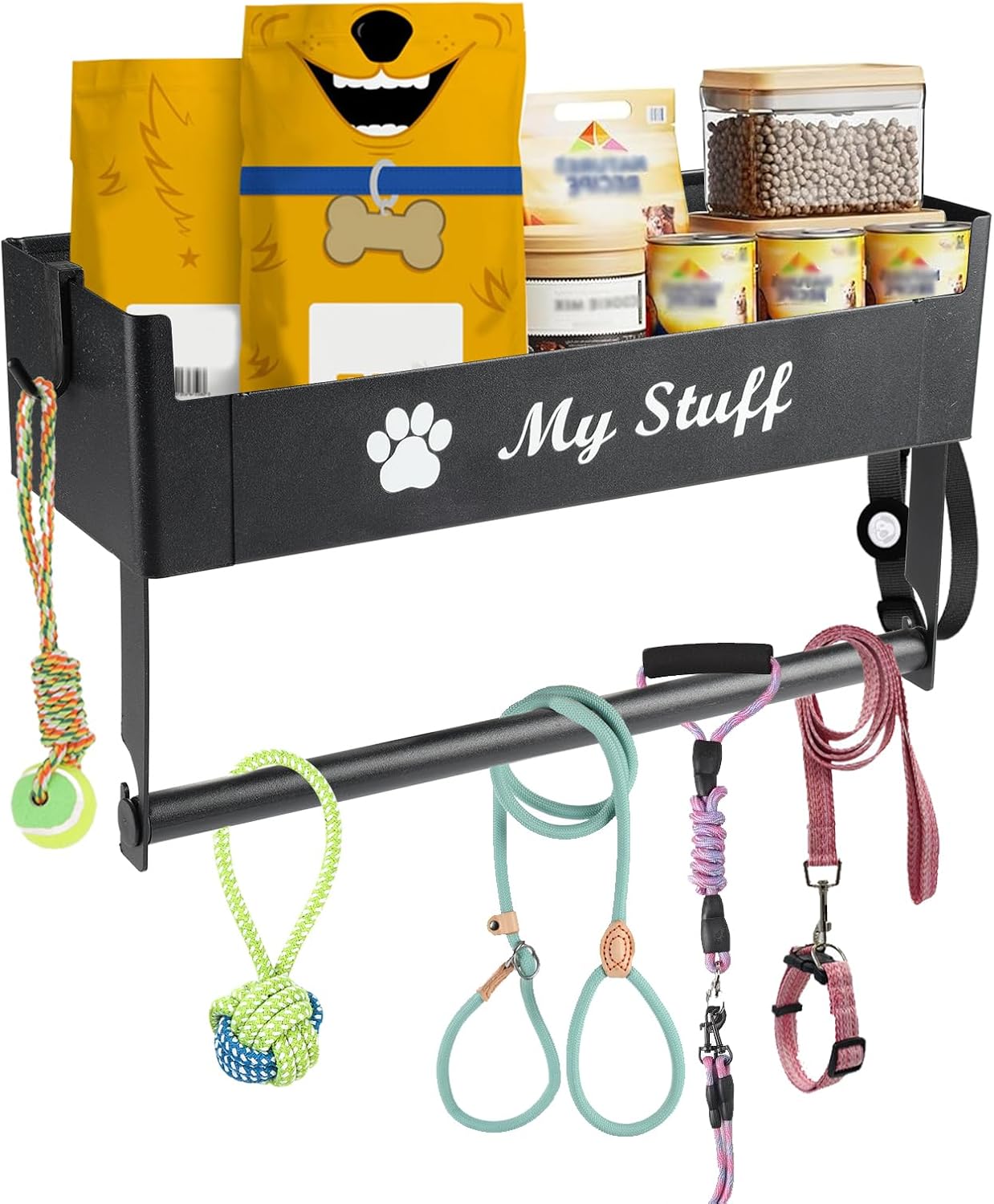 Geyecete Dog Leash Holder for wall Hooks for wall Hooks for Pet Carrier Leash Snack Storage Shelf Storage Gift for Dog Lover