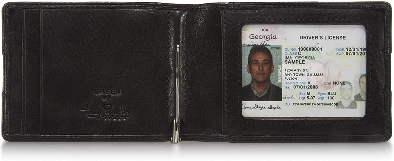 Tony Perotti Italian Leather Slim Money Clip Wallet - Men's Bifold Ultra Slim RFID Wallet With Credit Card Slots, ID Window - Eco-Friendly Tanned Full Grain - Made in Italy