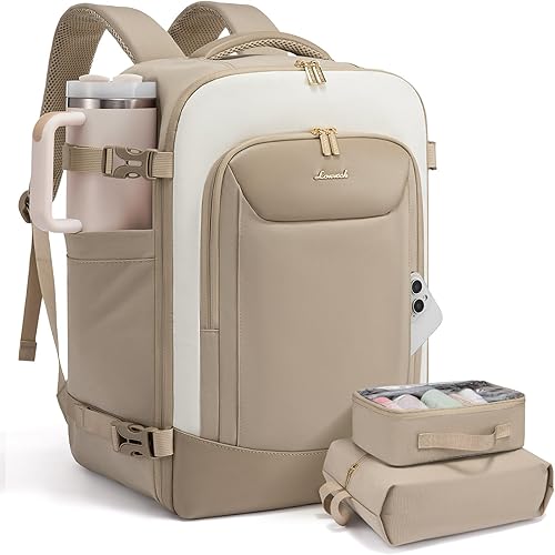 LOVEVOOK 50L Travel Backpack for Women Men, Large Carry on Backpack for Airplanes TSA Personal Item Travel Bag fits 17.3" Laptop, Waterproof Weekender Essentials Airline Approved with 2 Packing Cubes