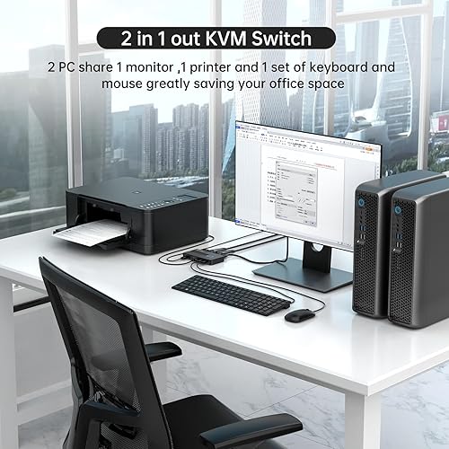 Miniatura 4 de MT-VIKI Conmutador KVM HDMI 2 Puertos Cajas, Consola KVM HDMI USB 4K a 30Hz para 2 PCs Comparte 1 Monitor HD y Teclado Ratón, Botón + Conmutación