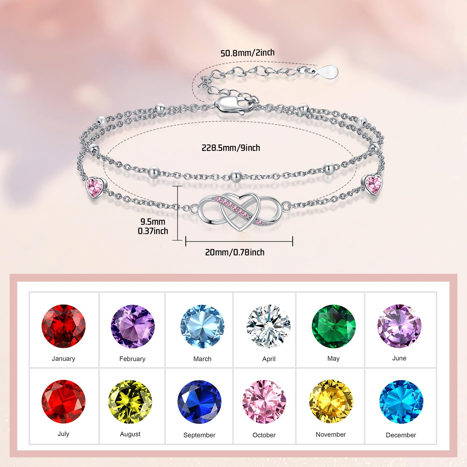 Cavigliera da donna in argento Sterling 925, con doppio simbolo dell'infinito, impermeabile, gioiello estivo, regalo di anniversario o compleanno per lei