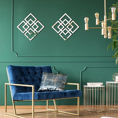 Miniatura 4 de Weysat 2 piezas de espejo plateado para decoración de pared, espejo decorativo para montar en la pared, espejo cuadrado para el hogar, dormitorio,