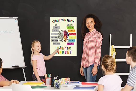 FaCraft Growth Mindset Posters - 12 x 18 Growth Mindset Positive Sayings