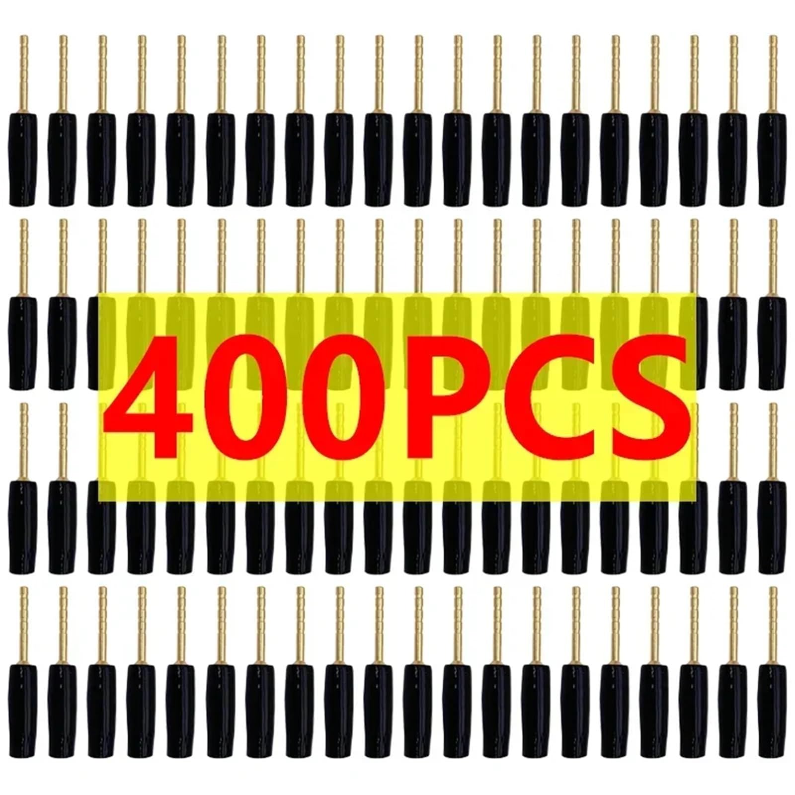 Adaptateur Banane en cuivre plaqué Or, Broche de 2mm, fiches de bornes Banane à Broche Droite, connecteur de câblage de Haut-Parleur, 20/100 pièces(400 Black)