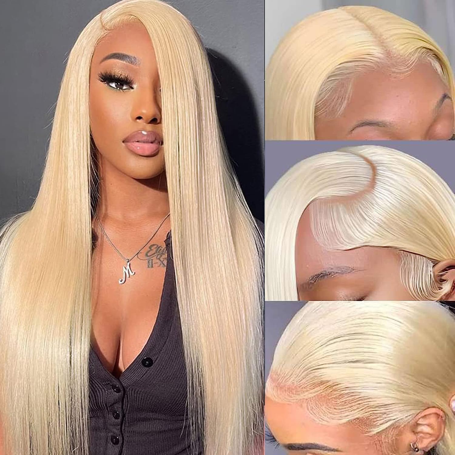 AOTOMIO 613 Lace Front Wig Human Hair 22 Inch 180% Density 13x4 HD Transparent Straight Blonde Lace Front Wigs Human Hair Pre Plucked with Baby Hair Glueless Blonde Human Hair Wigs for Women