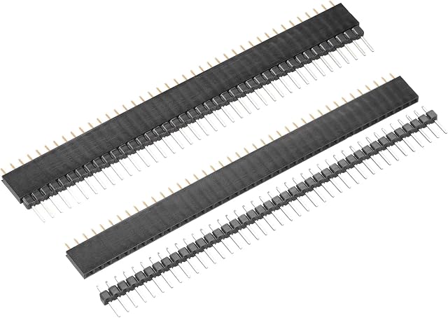 sourcing map 10 Pair Male and Female Pin Header,40 Pin 2.54mm Straight Single Row Breakable Header Connector PCB Pin Strip