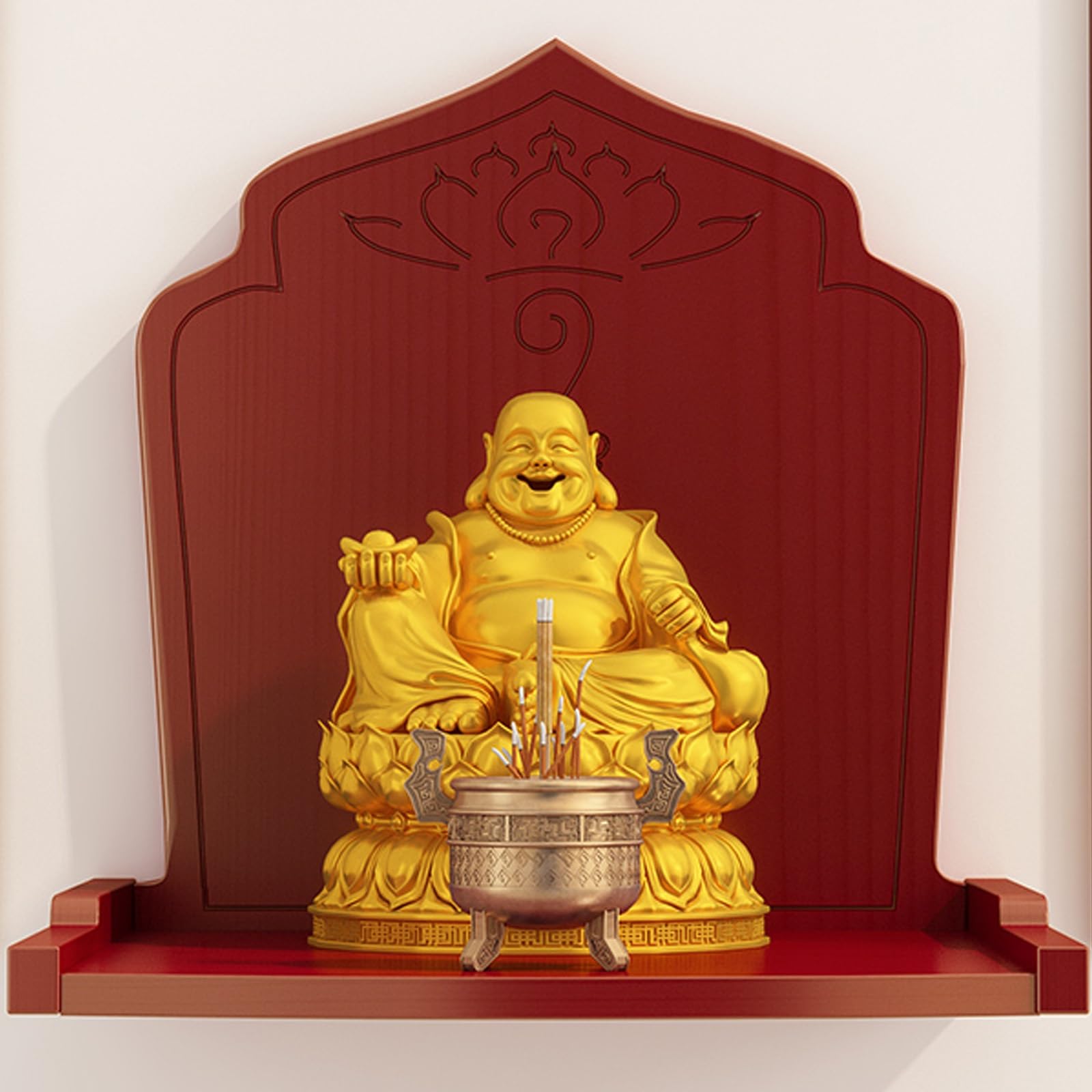 Table d'offrande de sanctuaire rouge pour étagère d'autel de Bouddha