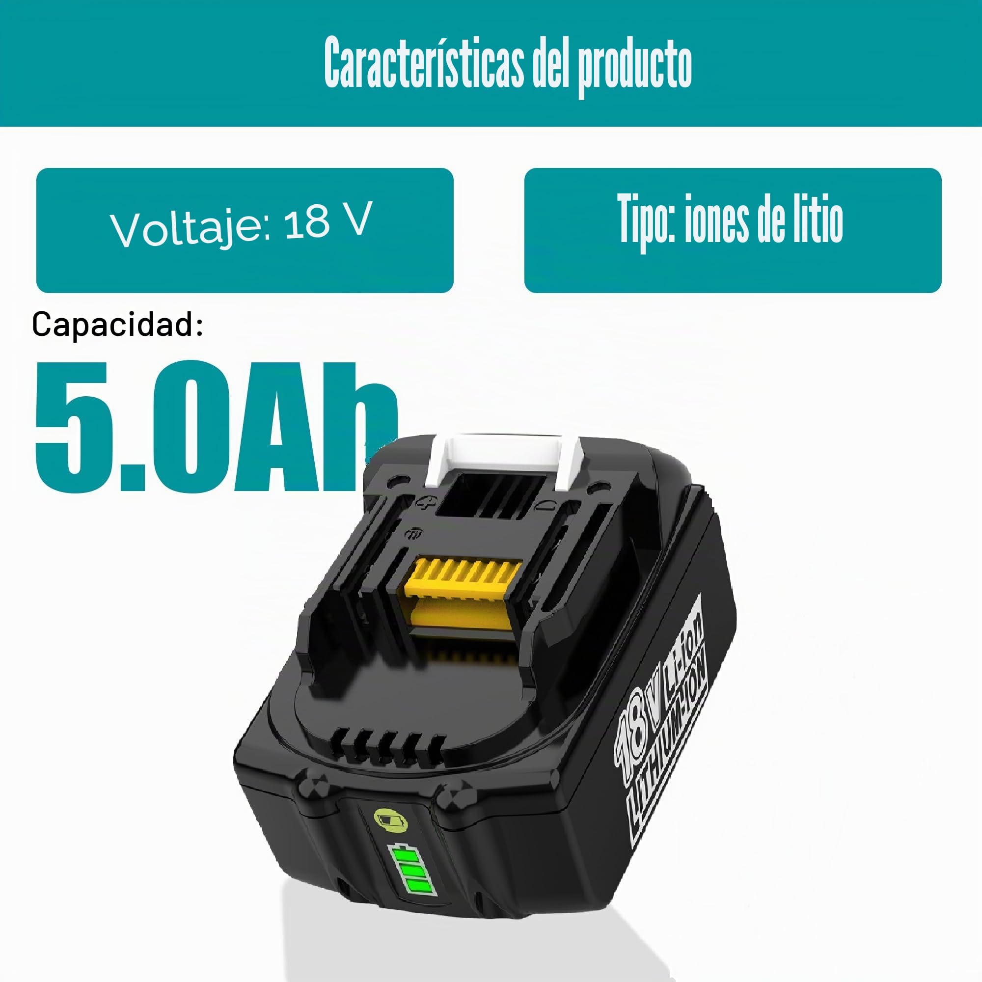 Energup 18V 5,0Ah Batería de Repuesto para Makita Batería 18V BL1850 BL1860 BL1840 BL1830 BL1820 BL1815 BL1820B LXT400 con indicador LED