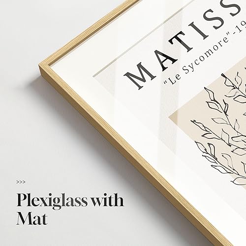 Miniatura 7 de Framed Matisse Neutral Wall Art, Set of 4 Pieces Beige Wall Decor, Abstract Modern Minimalist Botanical Prints for Bathroom, Living Room, Dining