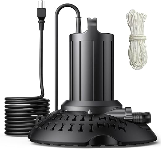 2500GPH Pool Cover Submersible Water Sump Pump, Automatic On/Off, for Draining, 1/3 HP with 25.3FT Power Cord for Swimming Pool, Pond, Rooftops