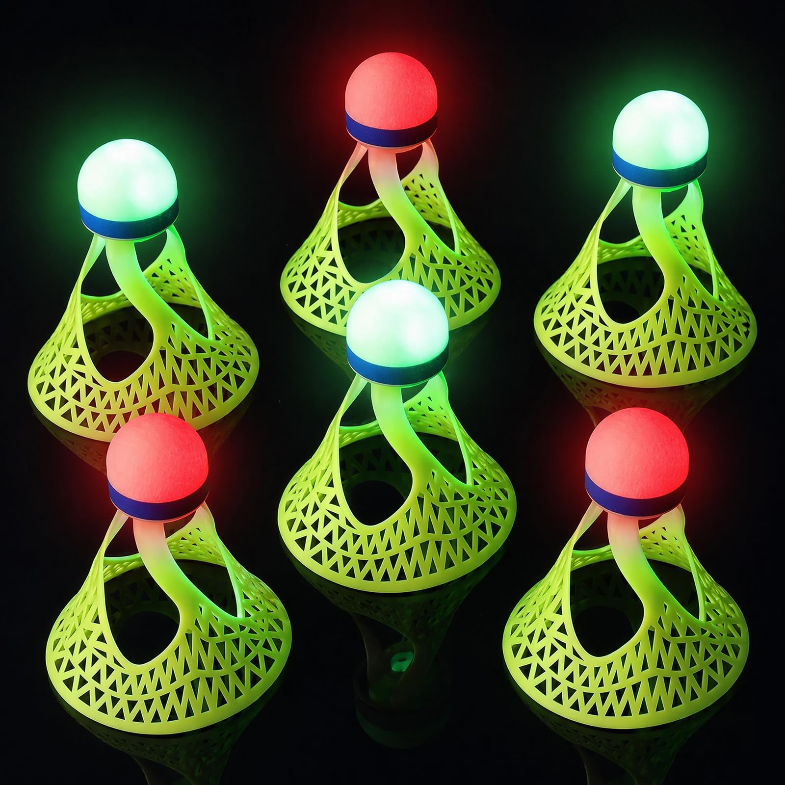 Lotki do badmintona, 6 sztuk LED, lotki do badmintona, nylonowe, świecące, do badmintona, do użytku wewnątrz i na zewnątrz, do uprawiania sportu w nocy
