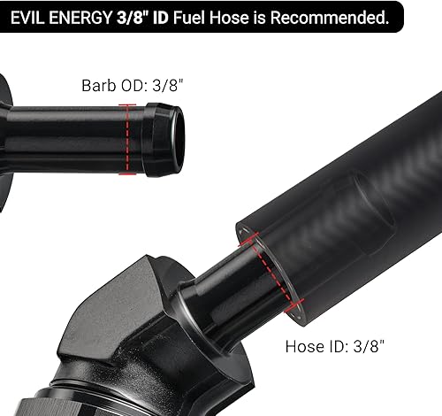 Vista 24 de EVIL ENERGY 8AN hembra a manguera de púas de 1/2 pulgada giratoria de 45 grados