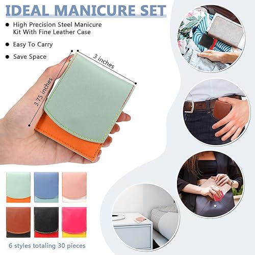 Miniatura 9 de Leriton Juego de 30 juegos de manicura, cortaúñas, kit de pedicura 7 en 1, herramientas de cuidado de uñas, juego de pedicura profesional de acero