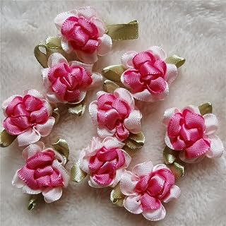 HZLXF1 Apliques de Flores de Rosas de Colores, Cinta de satén de Seda Hecha a Mano, Adecuada for decoración de Bodas, Accesorios de Costura artesanales (Color : Rose Red, Size : 30pcs)