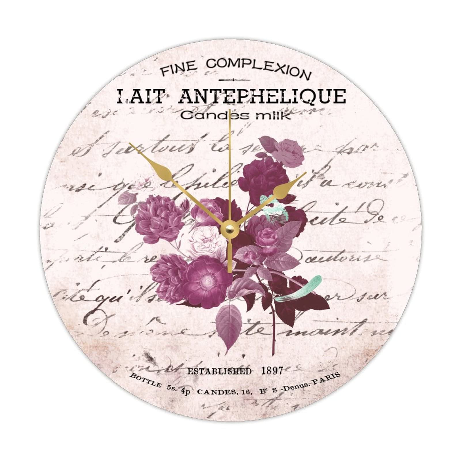 Horloge murale bois contre le bruit : mécanisme silencieux floral 38cm