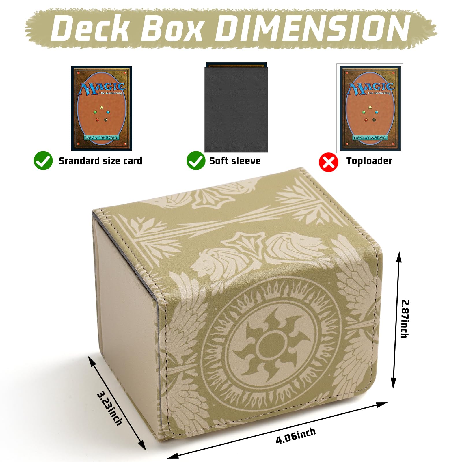 Deck Box for MTG Cards, Trading Commander Deck Case Holds 120+ Sleeved Cards, PU Leather Magnetic Collectible Card Storage Box Fits for TCG Magic Card (Yellow)