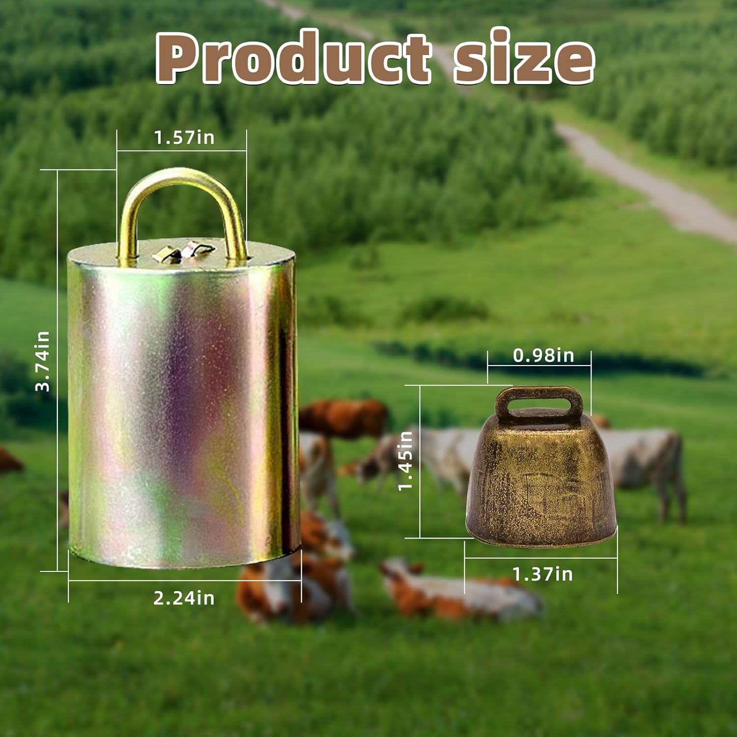 MJMX Large and Small Animal Bells Set – 2 Stainless Steel Large Bells + 4 Antique Bronze Small Bells for Cattle, Sheep, Pigs, Horses, and Pets – Loud, and Rust-Resistant - Image 5