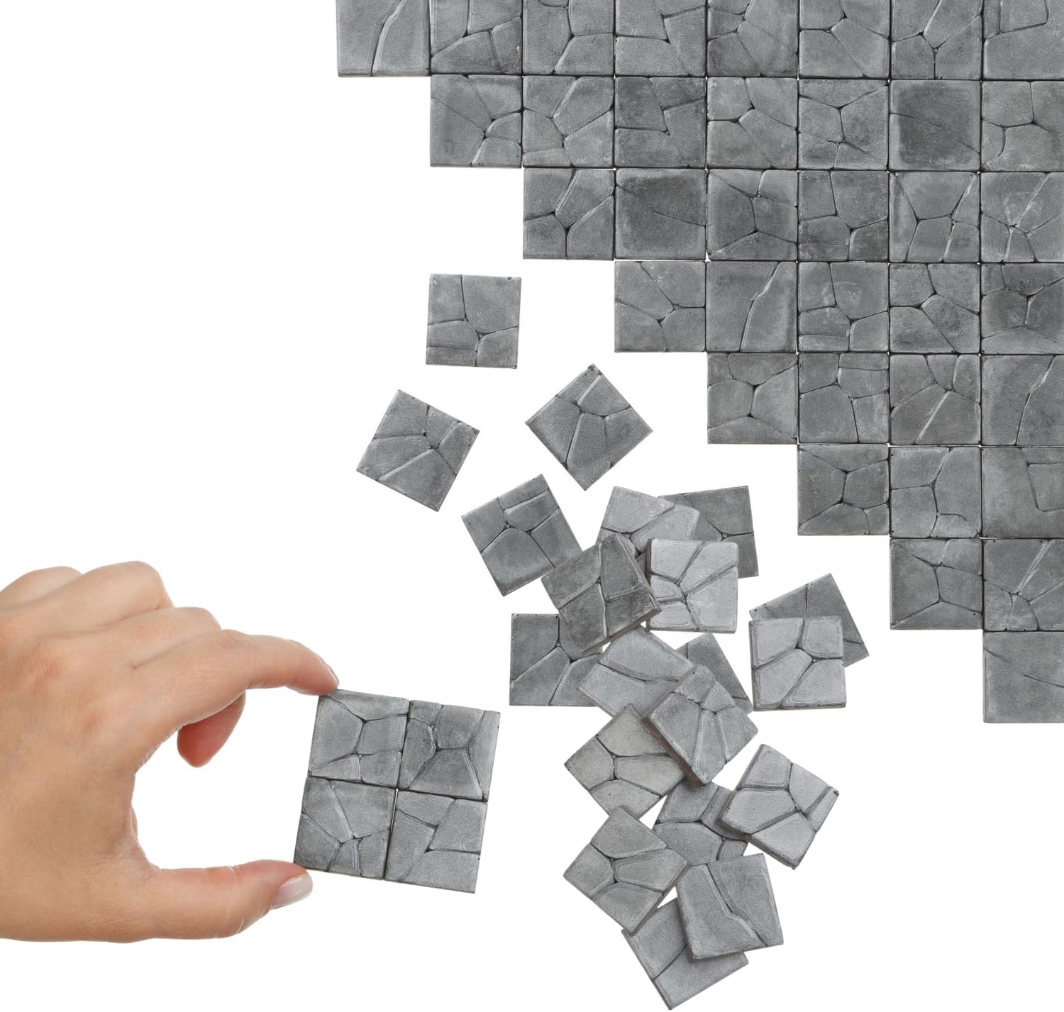 Dollhouse Miniature Paving Stones, Tiles for Modeling, Fairy Garden, and Tabletop Terrain, REDUCIO! (Gray Rock Pavement, Large Pack 100pcs)