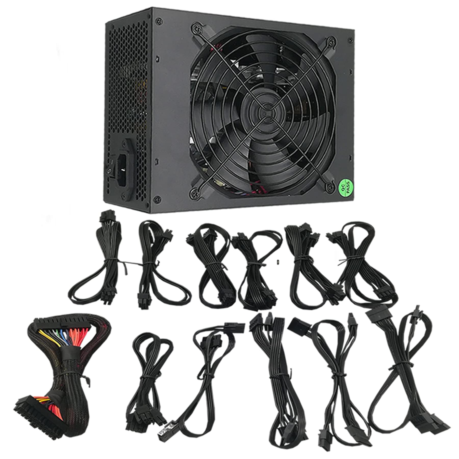 Fuente Alimentación de Minería 1800 W, Compatible con 8 Fuentes Alimentación de Placa GPU (110 V-220 V), Adecuada para Máquina de Minería BTC Eth ETC ZEC ZCASH DGB XMR con Cable Alimentación
