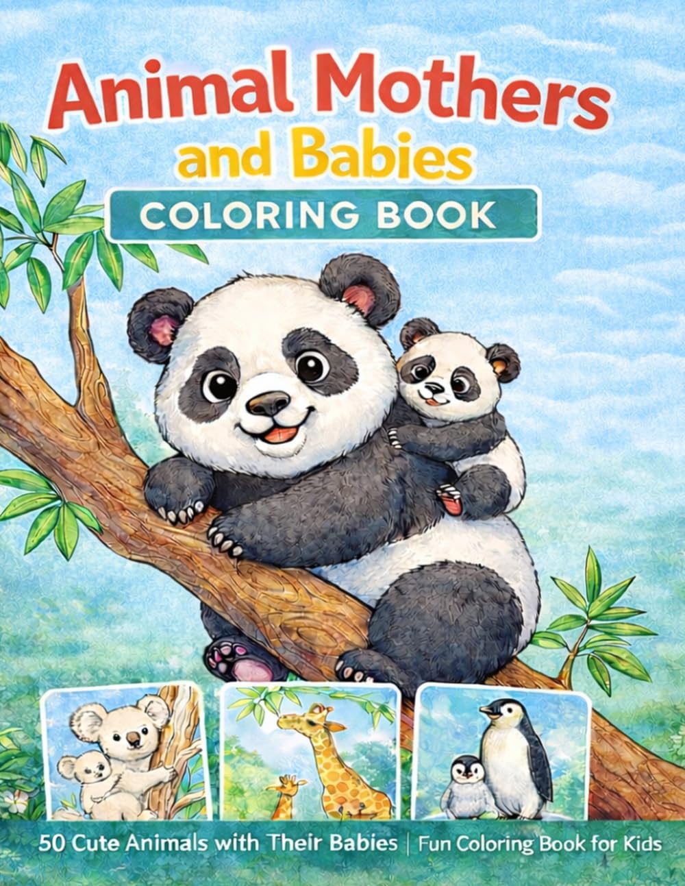Animal Mothers and Babies Coloring Book for Kids: 50 Cute and Realistic Animals with Their Babies (PlayfulPagePrints Kids Collection)