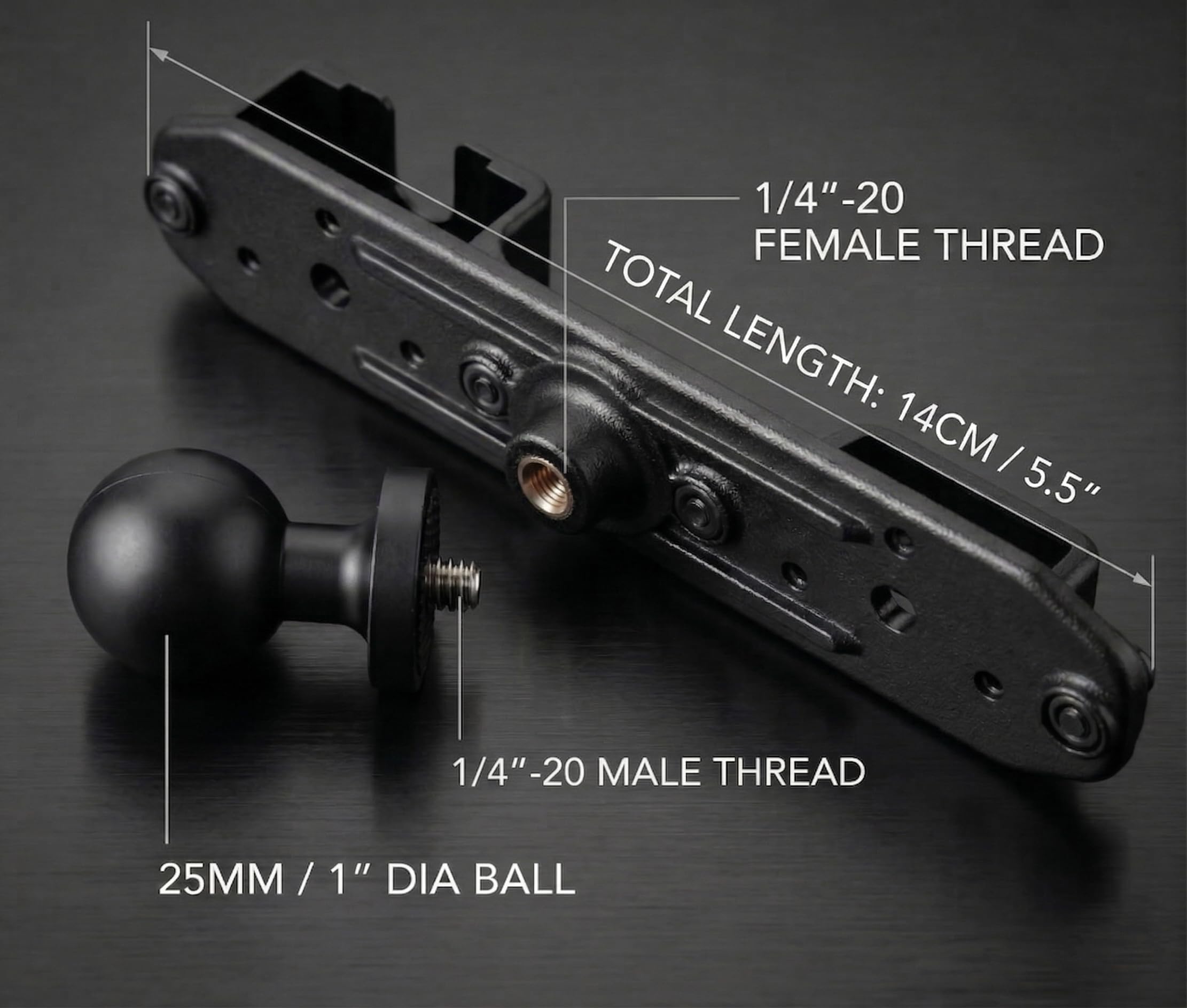 Support universel pour talkie-walkie avec adaptateur à bille de 25 mm, compatible avec les supports RAM, taille B, bras double prise