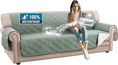 Miniatura 34 de H.VERSAILTEX Fundas de sofá 100% impermeables para mascotas, fundas deslizantes modernas para sofás/sofás, funda de sofá gruesa y suave lavable