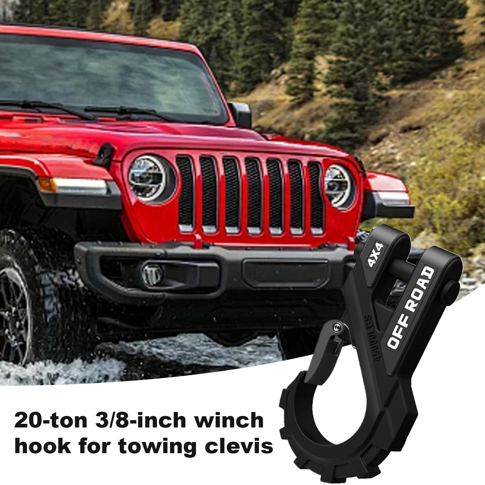 ATV Winch Hook - Connettore per rimorchio pesante, Hook Offroad Steel Grow | Collegamento della catena di sicurezza del rimorchio, clip per gancio per rimorchio SUV, programma di recupero auto