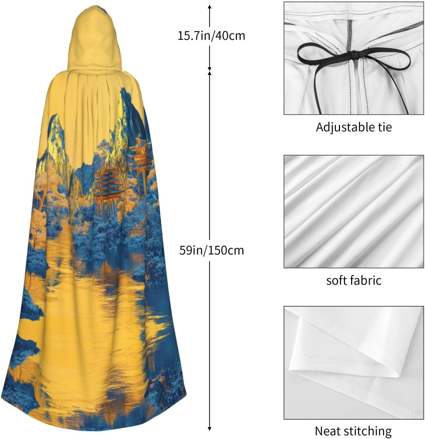 Landscape painting Halloween hooded robe for adults, men and women, Christmas hoodies, cloaks, role-playing costumes