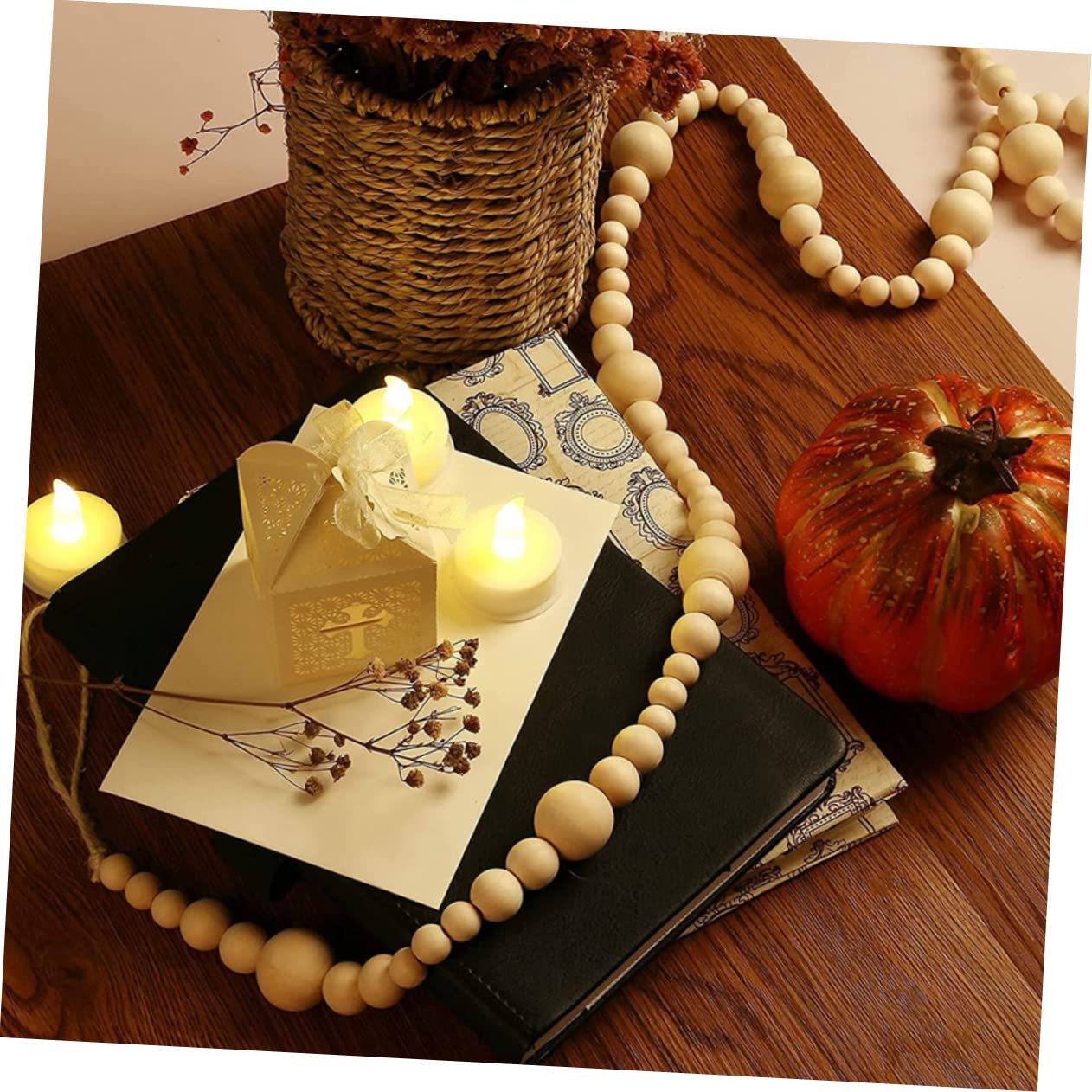 PRETYZOOM 4 Pezzi Di Decorazioni Natalizie Con Perline in Legno Decorazioni Per Lalbero Di Natale Ciondoli Con Perline in Stile Natalizio Ghirlande Natalizie Per La Casa
