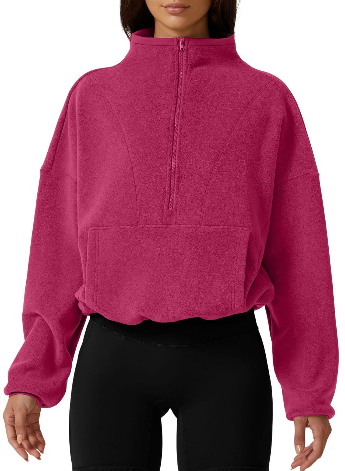 QINSEN Women Sherpa Fleece Half Zip