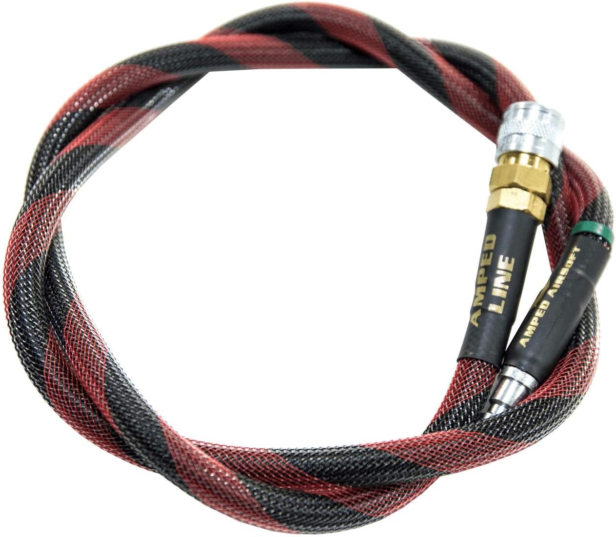AMPED Airsoft Amped Line | Standard Weave for PolarStar, Wolverine, and Redline HPA Units 36 Inch (Recommended) Black & Red Spiral