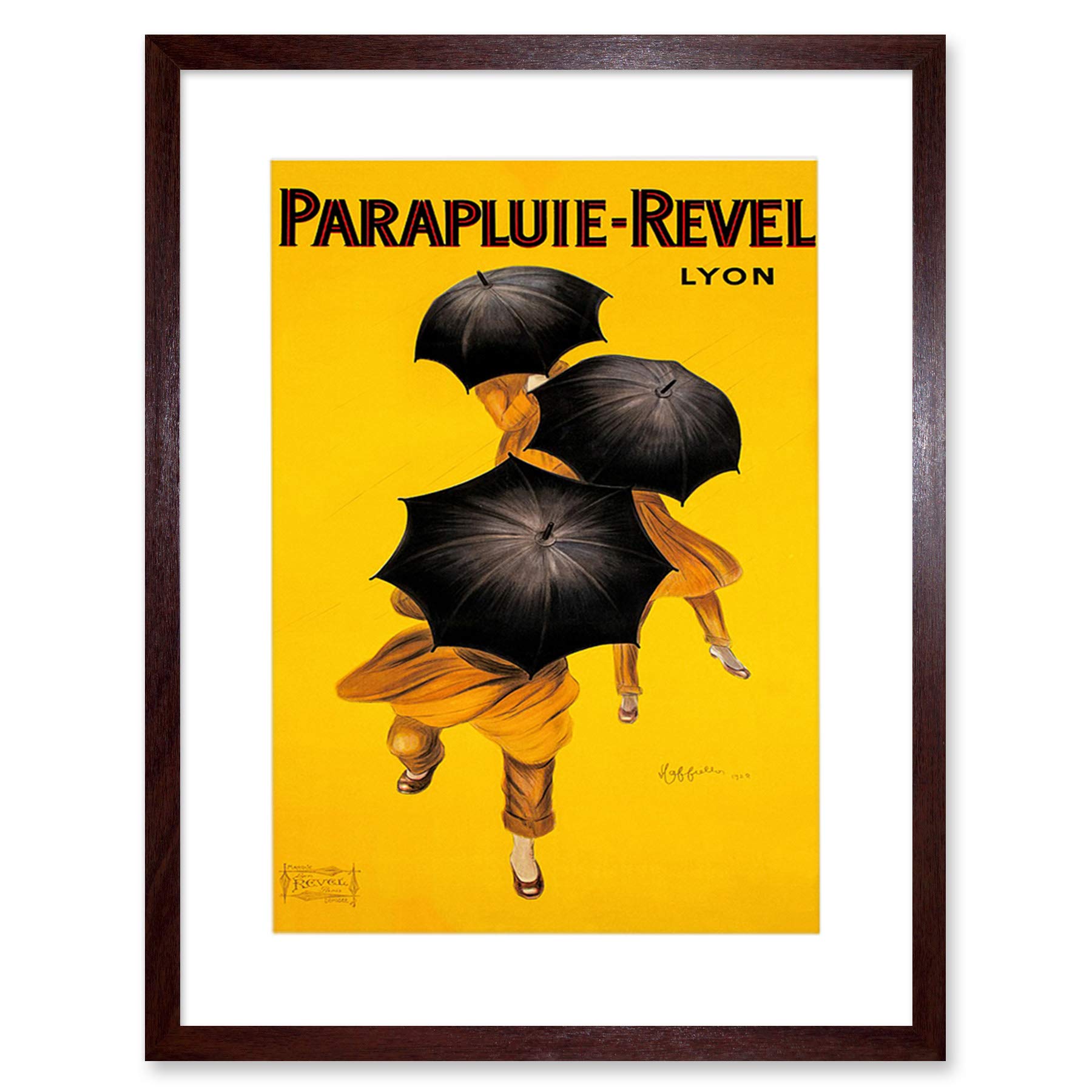 Wee Blue Coo Parapluie Revel Umbrella Rain Lyon France Artwork Framed Wall Art Print 12X16 Inch