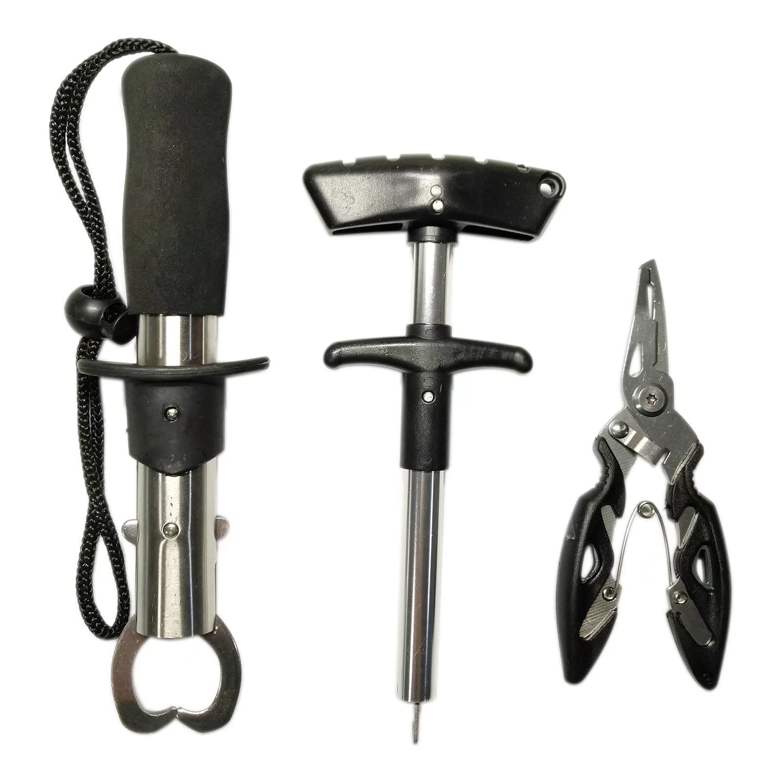 BiaoGan Fishing Braid Line Cutters Pliers with Fish Lip Grabber Gripper with Lanyard and Stainless Steel Saltwater Resistant Squeeze-Out Fish Hook Separator Tools