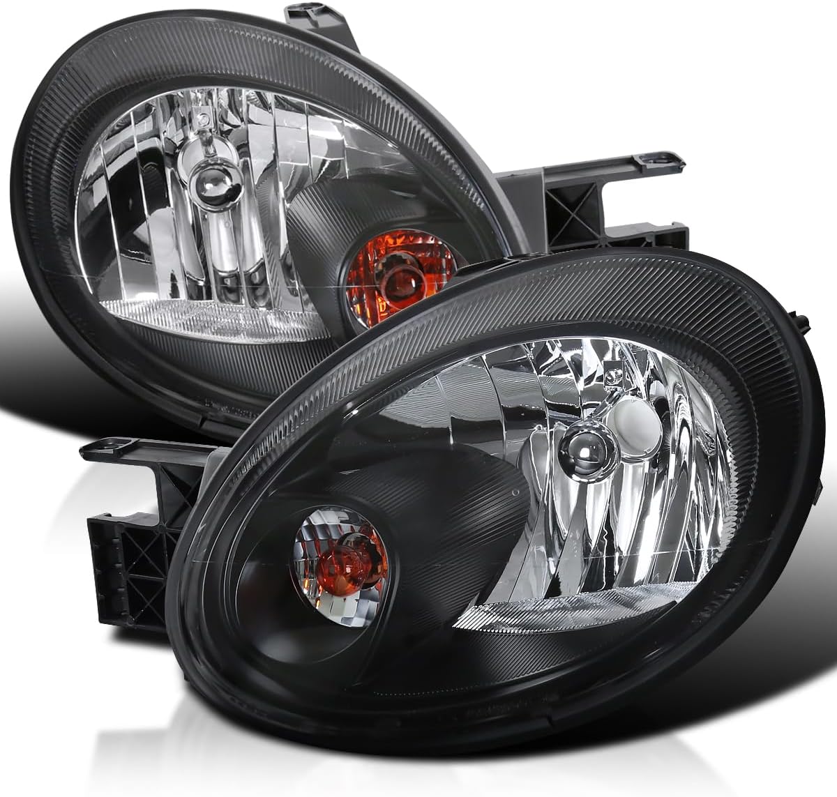SPEC-D TUNING Black Headlights Compatible with 2003-2005 Dodge Neon L+R Pair Head Light Lamp Assembly