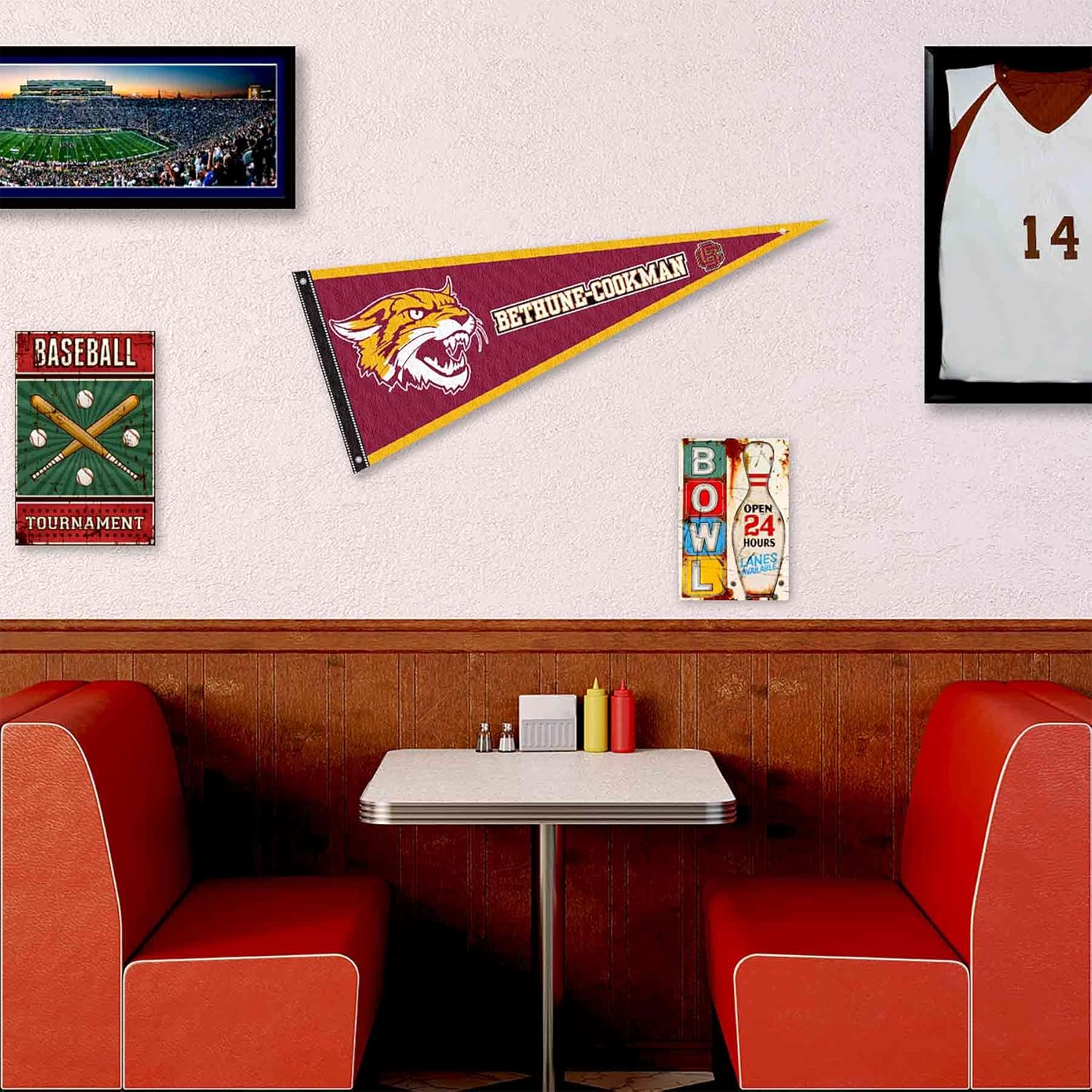 College Flags & Banners Co. Bethune Cookman Wildcats Pennant Flag and Wall Tack Mount Pads - Image 3