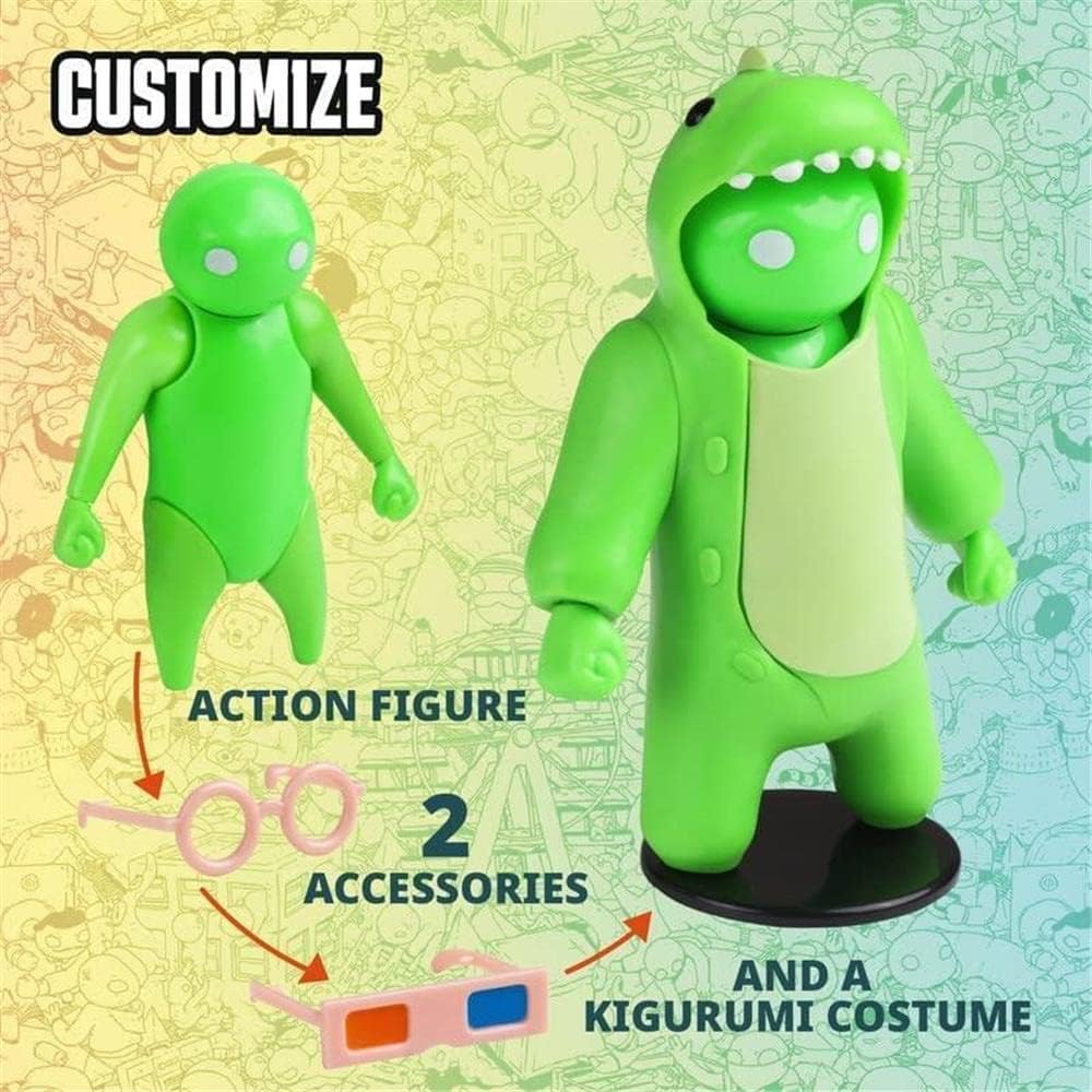 Gang Beasts Green Dinosaur Costume Kigurumi Game Fighter Character Figure