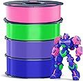 SUNLU 4kg PETG Filament, 3D Printer Filament Pack, Improved Toughness High Impact Resistance, 1kg per Spool, 4 Rolls, Petg Pink+Lavender Purple+Klein Blue+Green