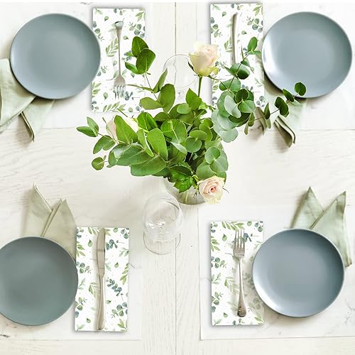 Miniatura 6 de 50 servilletas desechables de papel de eucalipto para invitados, toallas de papel suaves y absorbentes, para baño, cocina, fiestas, cenas o eventos