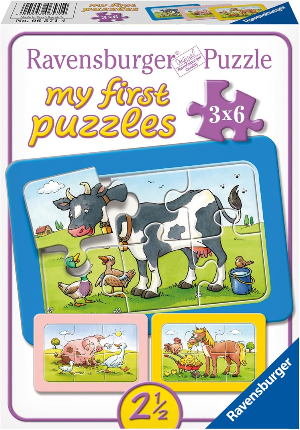 Ravensburger My First Puzzles – Good Animal Friends | 3-in-a-Box Toddler Jigsaw Puzzle Set | 3 x 6 Pieces | Ages 2+