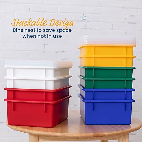 Miniatura 5 de ECR4Kids Bandeja tamaño carta con tapa, contenedores de almacenamiento, surtido, paquete de 10